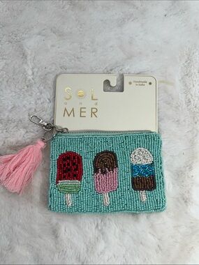 Sol and Mer ice cream beaded mini pouch